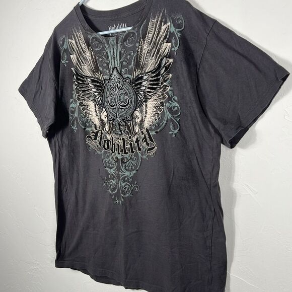🔥🔥 NOBILITY Affliction Y2K Dark Gray Graphic Grunge Tee Men Size XL - EXCELLEN - Picture 3 of 10
